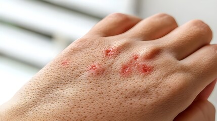 Fototapeta premium Close-up of skin rash with red bumps