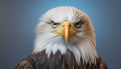 Naklejka premium Portrait of a bald eagle with its head turned to the side, sharply detailed feathers and bea 