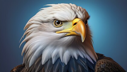Obraz premium Portrait of a bald eagle with its head turned to the side, sharply detailed feathers and bea 