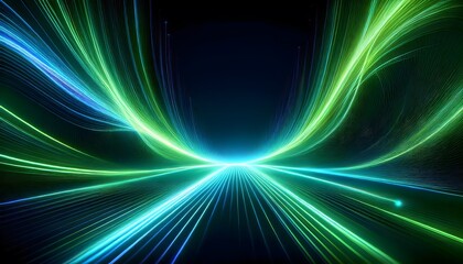 Glowing green and blue light connection; energy transition tone. Futuristic background for presentation design.