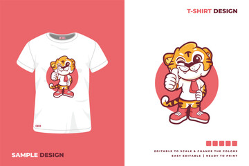 cute tiger mascot character t shirt design