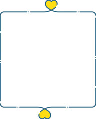 黄色いハートと青い破線のかわいいフレーム