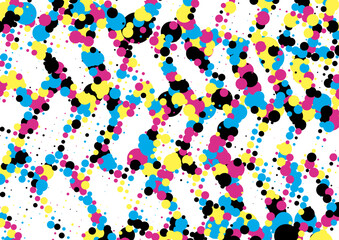 confetti background, a cmyk pattern of dots on a white background,  abstract dots and circles on white background,