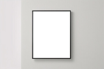 リアルなフォトフレームのモックアップ。白い空白の壁に垂直の大きな A3、A4 フレームのモックアップ。シンプル、クリーン、モダン、ミニマルなポスター フレーム。垂直の白い額縁のモックアップ。国際用紙サイズ	