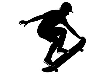 Skateboard icon silhouette vector, skateboard sport illustration	
