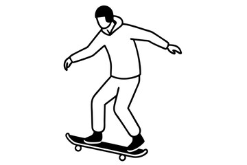 Obraz premium Skateboard icon silhouette vector, skateboard sport illustration 