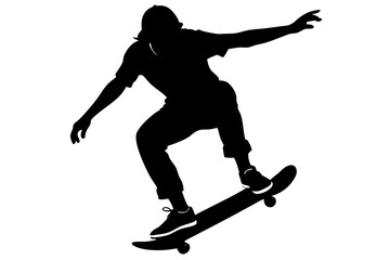 Skateboard icon silhouette vector, skateboard sport illustration	
