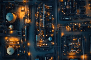 Overhead look at oil industrial area