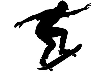 Skateboard icon silhouette vector, skateboard sport illustration	
