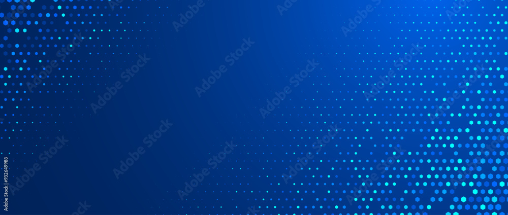 Poster Blue hexagon texture background. Abstract glowing hexagonal grid wallpaper. Navy honeycomb pattern backdrop. Modern technology, business, science, healthcare, medicine design. Vector