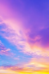 Fototapeta premium Captivating Sunset Sky with Pastel Colors, Blue and Purple Hues, and Pink Clouds, Creating a Serene and Vibrant Sunset Background