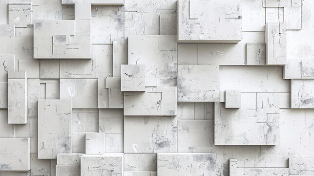 1. A minimalist white abstract wallpaper featuring detailed squares and geometric figures, designed for a modern ceiling aesthetic