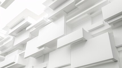 Fototapeta premium 5. An abstract white wallpaper with a focus on geometric shapes and square details, suited for a stylish and contemporary ceiling design
