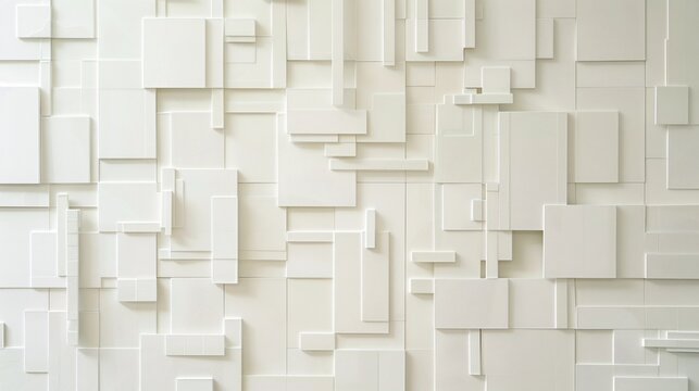 4. A modern white abstract wallpaper with a pattern of squares and geometric figures, designed to enhance ceiling aesthetics