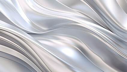 Obraz premium Satin Silver Wave Texture: Abstract liquid metallic design with flowing waves on a smooth satin background