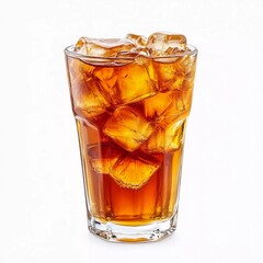 Very nice iced tea drink in glass cup on white background