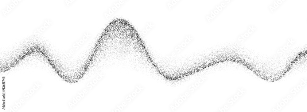 Poster wave grain gradient texture. black stippled flowing line background. grunge noise dot work wallpaper
