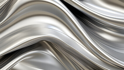 Obraz premium Satin Silver Wave Texture: Abstract liquid metallic design with flowing waves on a smooth satin background