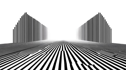 Obraz premium Abstract black and white background with strong volumetric straight lines that a sense of depth and perspective.