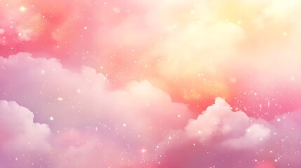 Fototapeta premium Soft pink and yellow clouds with sparkling lights.