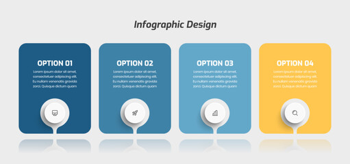 Business Infographic Template Data Visualization Abstract Element with Circle Label Icon 4 Option