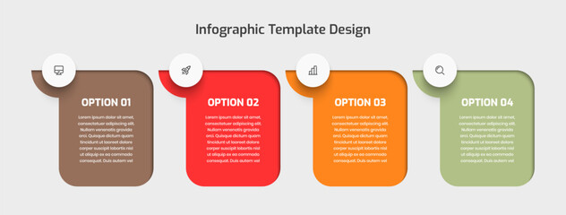 Business Infographic Presentation with Color Shape Inner Shadow Circle Label 4 Option and Icon