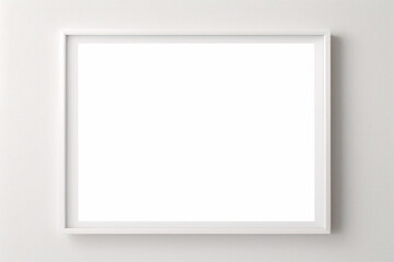 Obraz premium Maqueta de marco de póster de imagen de madera mínima sobre papel tapiz blanco 