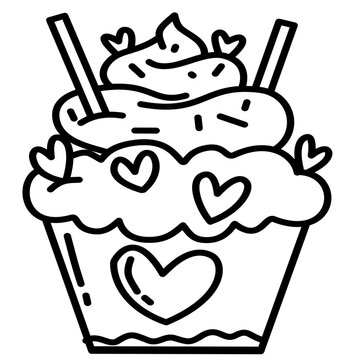 cupcake with hearts and straws clip art preview