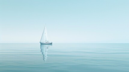 Obraz premium Sailing Boat on Serene Ocean with Clear Blue Sky Scene