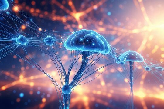 Blue Cyber Big Data Flow Particles . Digital Neural Network. Concept of AI Artificial Intelligence Technology Machine Deep Learning. Digital Communication. Science Technology background.