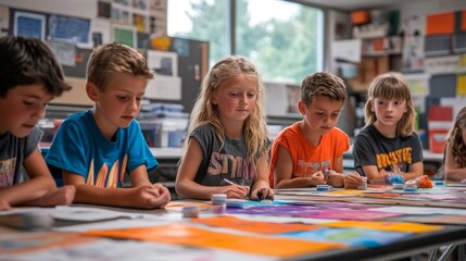 Fototapeta premium Kids Art Class.