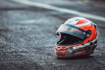 Fototapeta premium Helmet on track karting concept