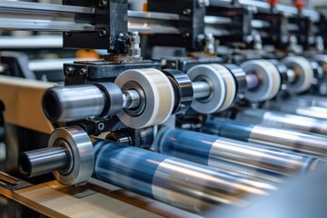 Fototapeta premium High speed printing on offset machine Items packed