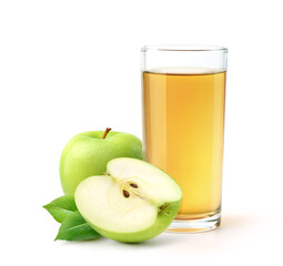 Apple juice isolated on white background.