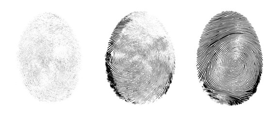 Vector set of style white and black fingerprint texture.