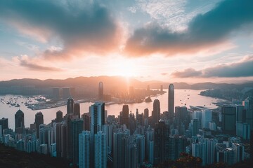 Obraz premium sunset over city