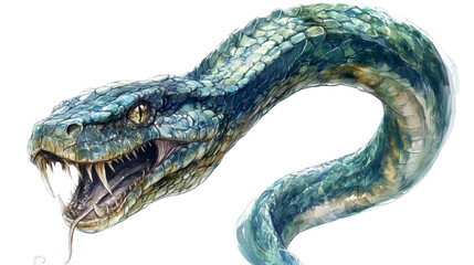 Green Snake with Fangs