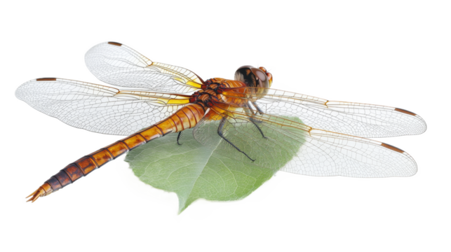 Dragonfly on a Green Leaf