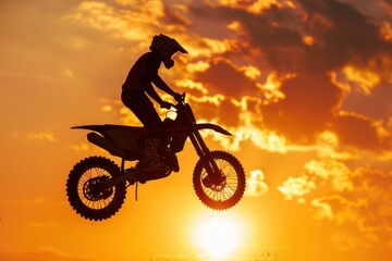 Motorcycle rider doing a trick silhouette