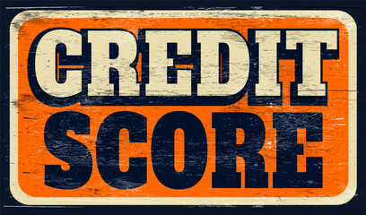 Aged retro credit score sign on wood