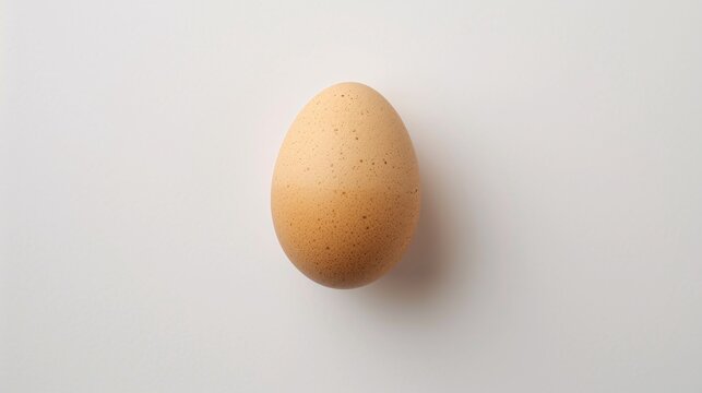 4. Isolated view of a fresh organic egg, centered on a white backdrop, capturing its pristine condition and the delicate texture of its shell