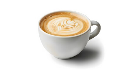 Cup of coffee latte isolated on white backgroud with clipping path. 