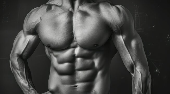 Muscular fitness model with defined abs