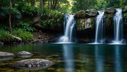 Nature Scenes:Crisp Waterfalls: Pictures of clear, flowing water or waterfalls in lush settings