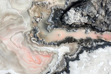 Obraz premium Aerial View of Salt Flats with Pink Water