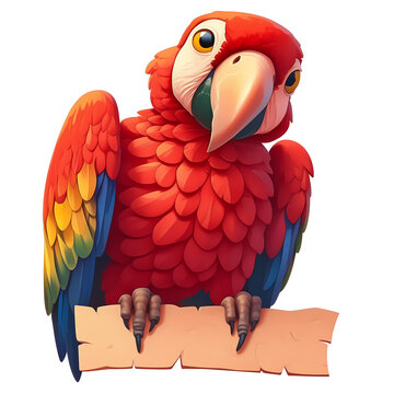 recommend clip art: 2d cartoon character clipart drawing of a parrot on an isolated white background