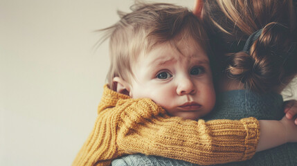 Baby Finds Solace in Mother's Arms, Crying Infant Comforted