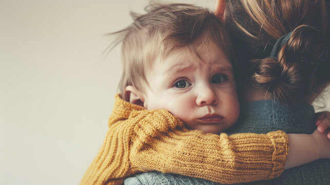 Baby Finds Solace in Mother's Arms, Crying Infant Comforted