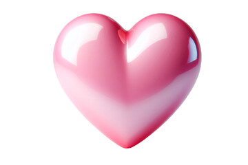 Fototapeta premium Glossy pink heart isolated on transparent background - Generative AI