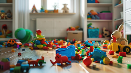 Naklejka premium Messy Kids Playroom Filled with Toys